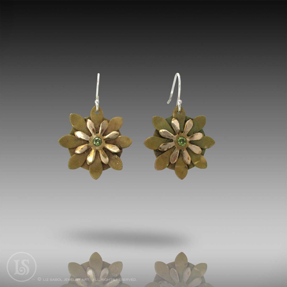 Flower Earrings, Bronze