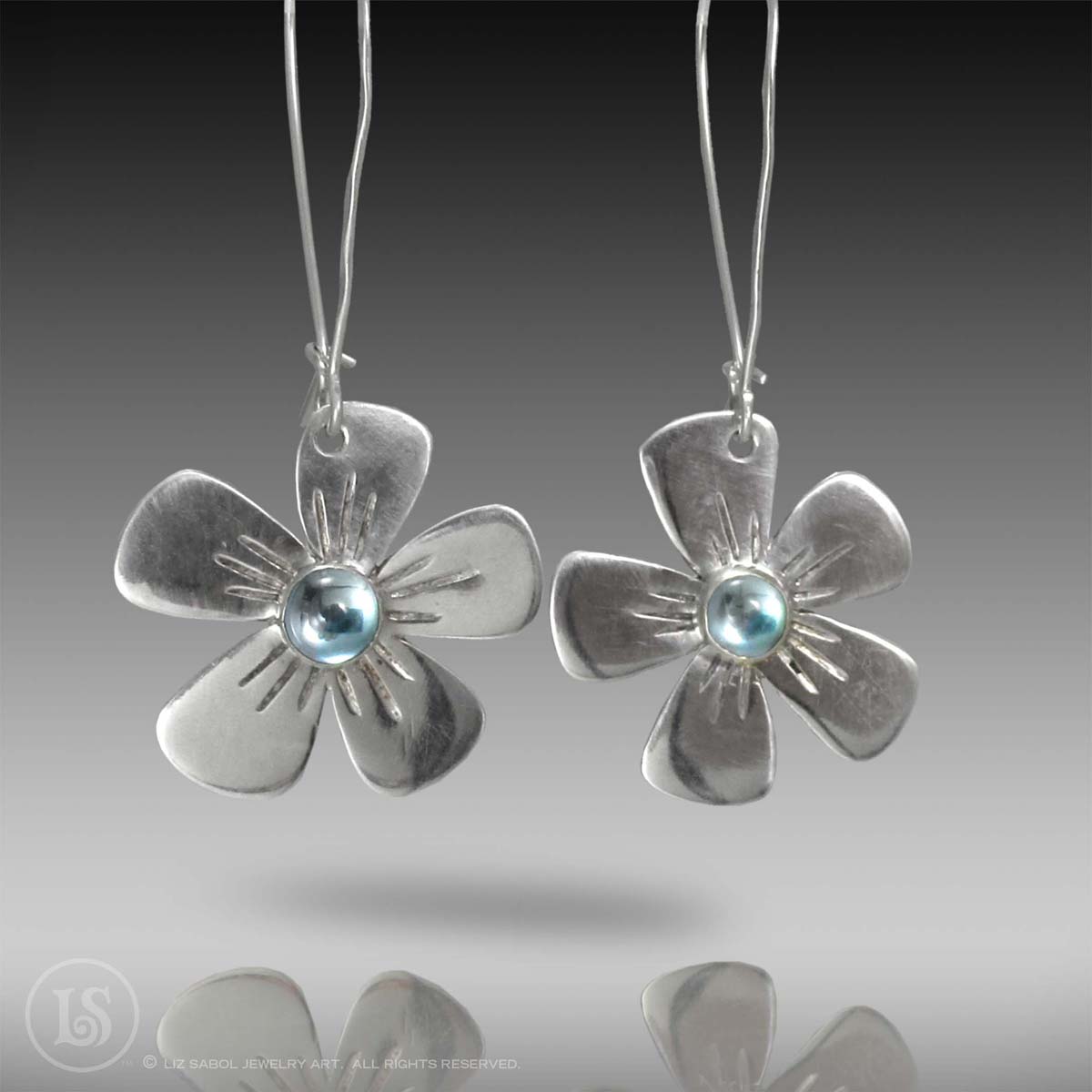 Flowers Azure Earrings, 925 Sterling Silver