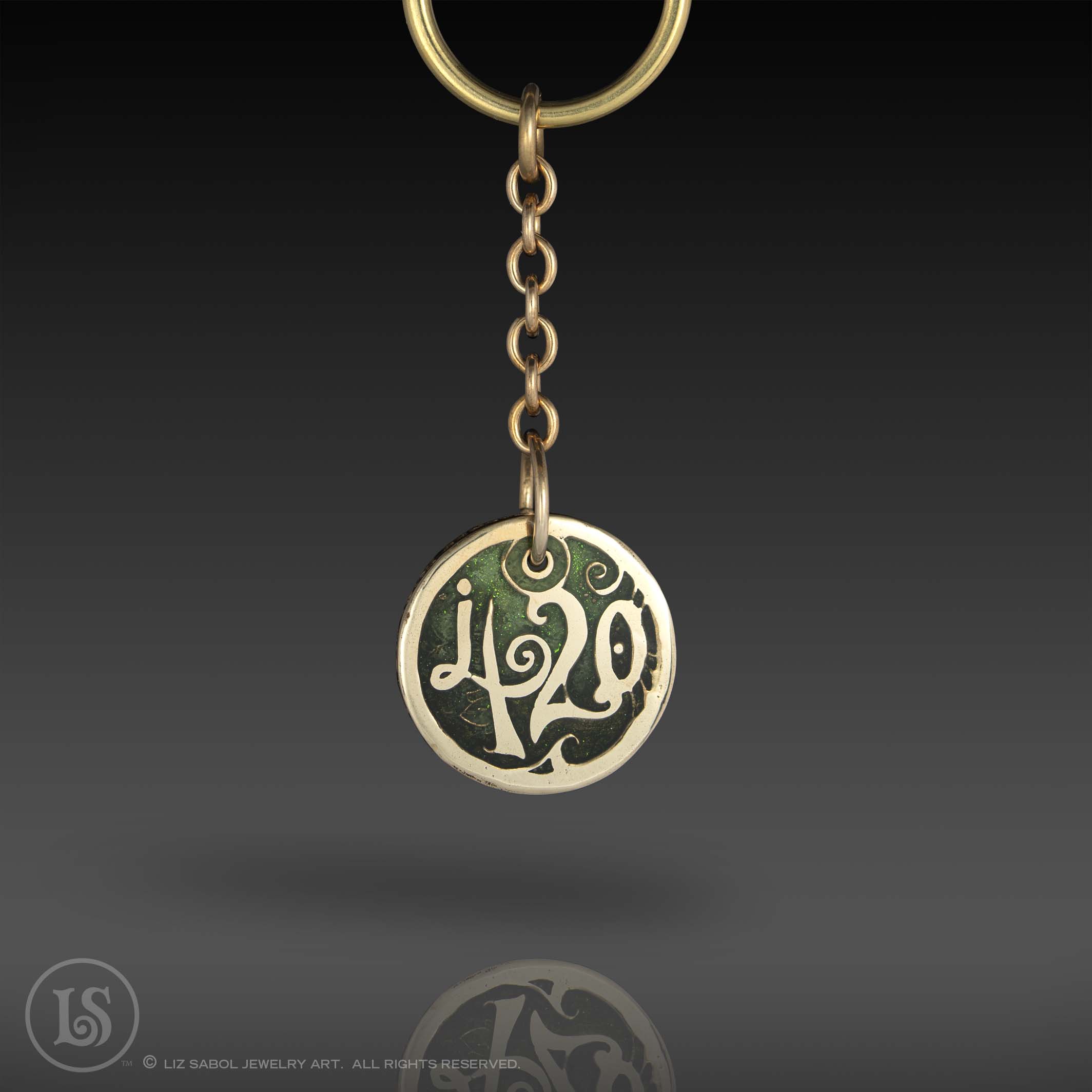 420 pendant Keychain, Bronze