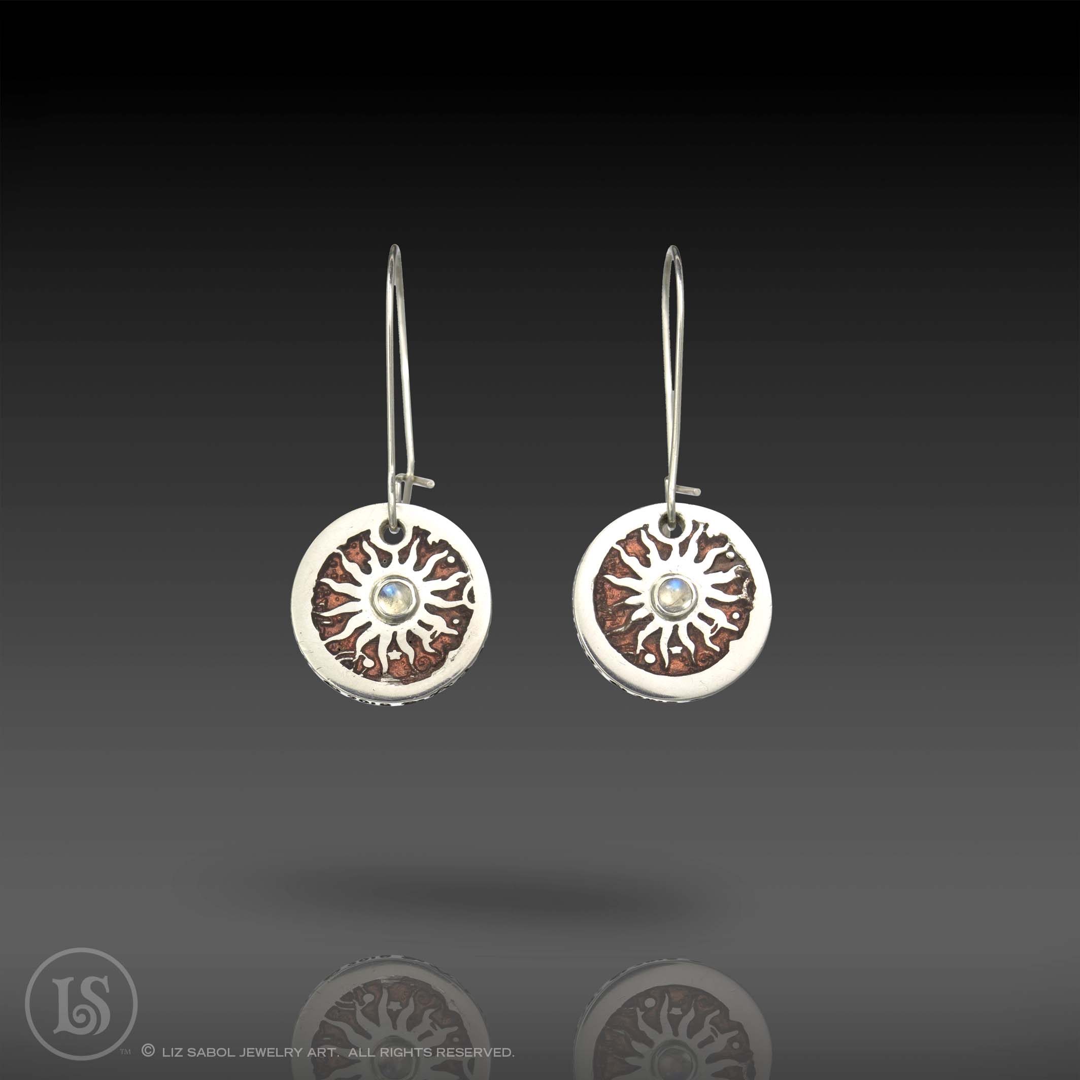 Celestial Copper Earrings, 960 Sterling Silver