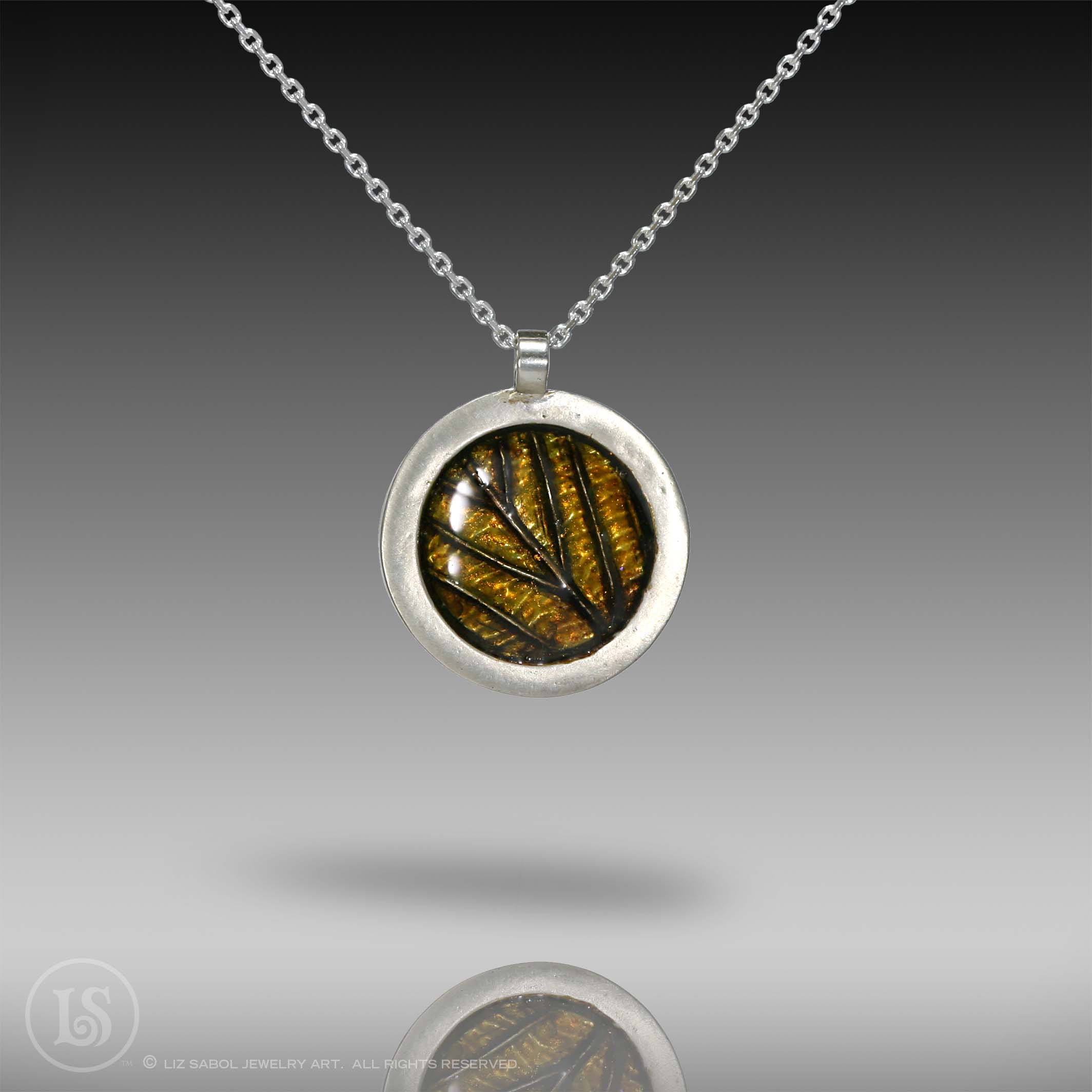 Candy Leaf Brown Pendant, 960 Sterling Silver
