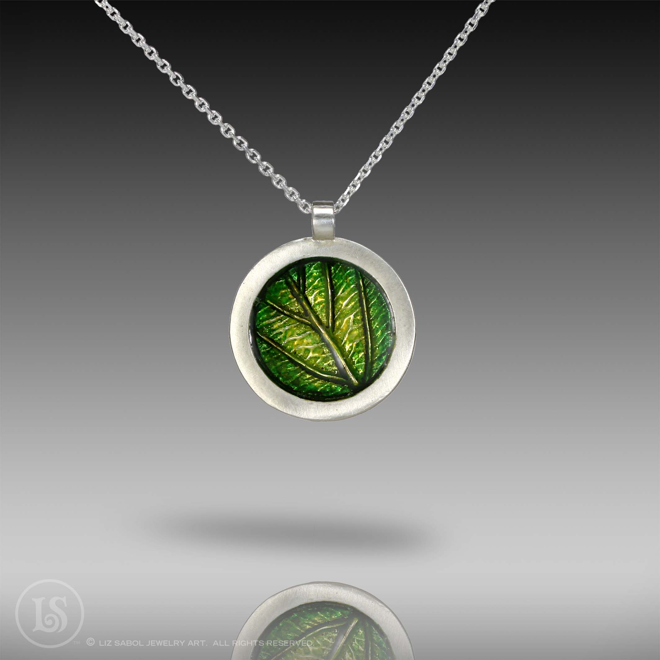 Candy Leaf Green Pendant, 960 Sterling Silver
