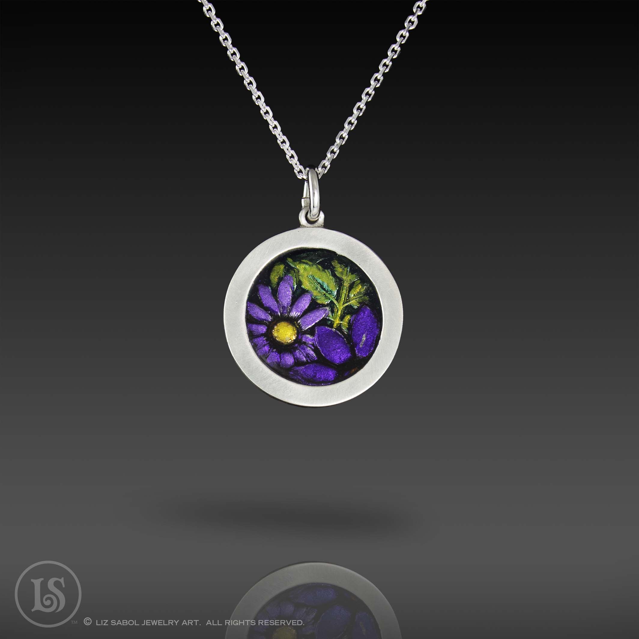 Candy Flowers Purple Pendant, 950 Sterling Silver