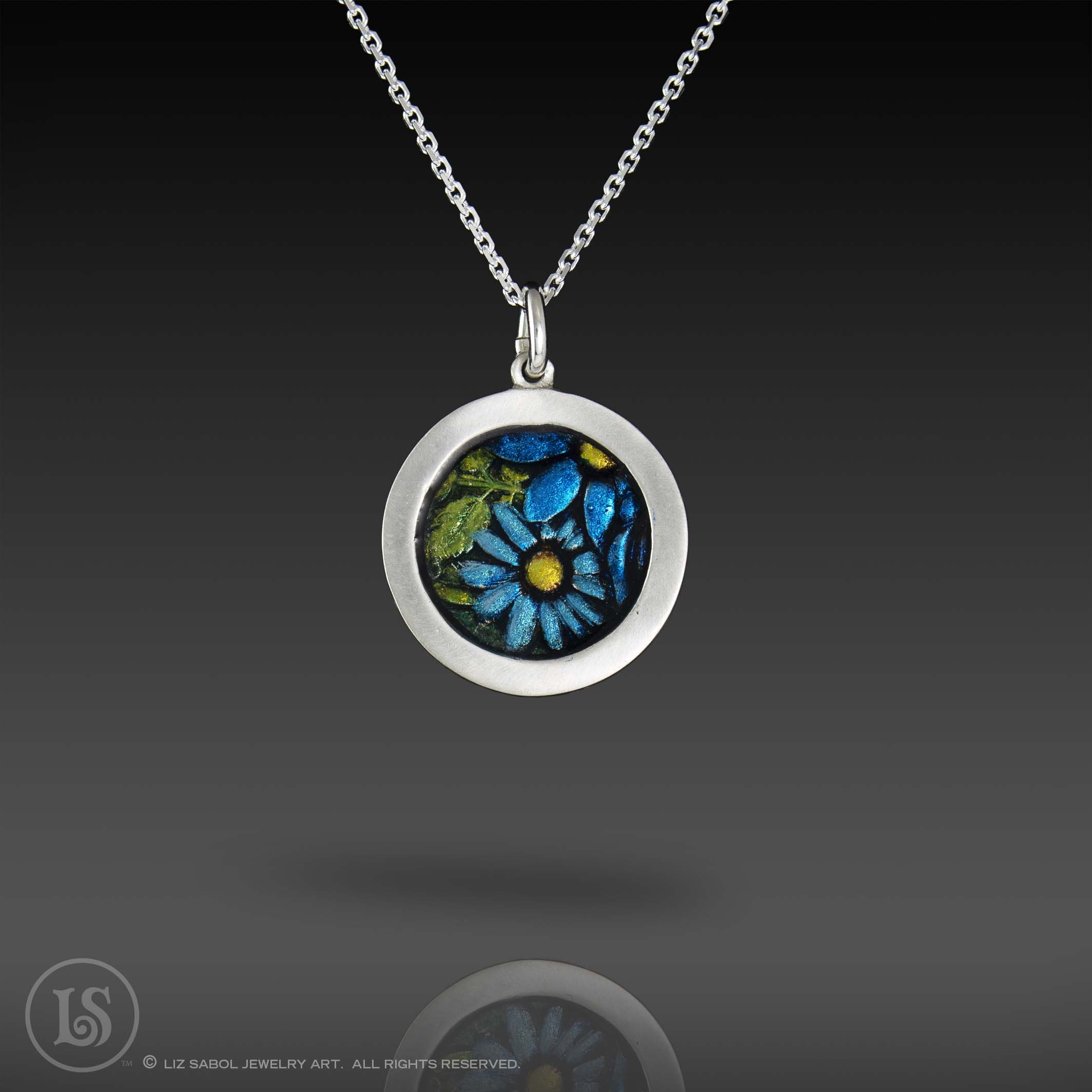 Candy Flowers Blue Pendant, 950 Sterling