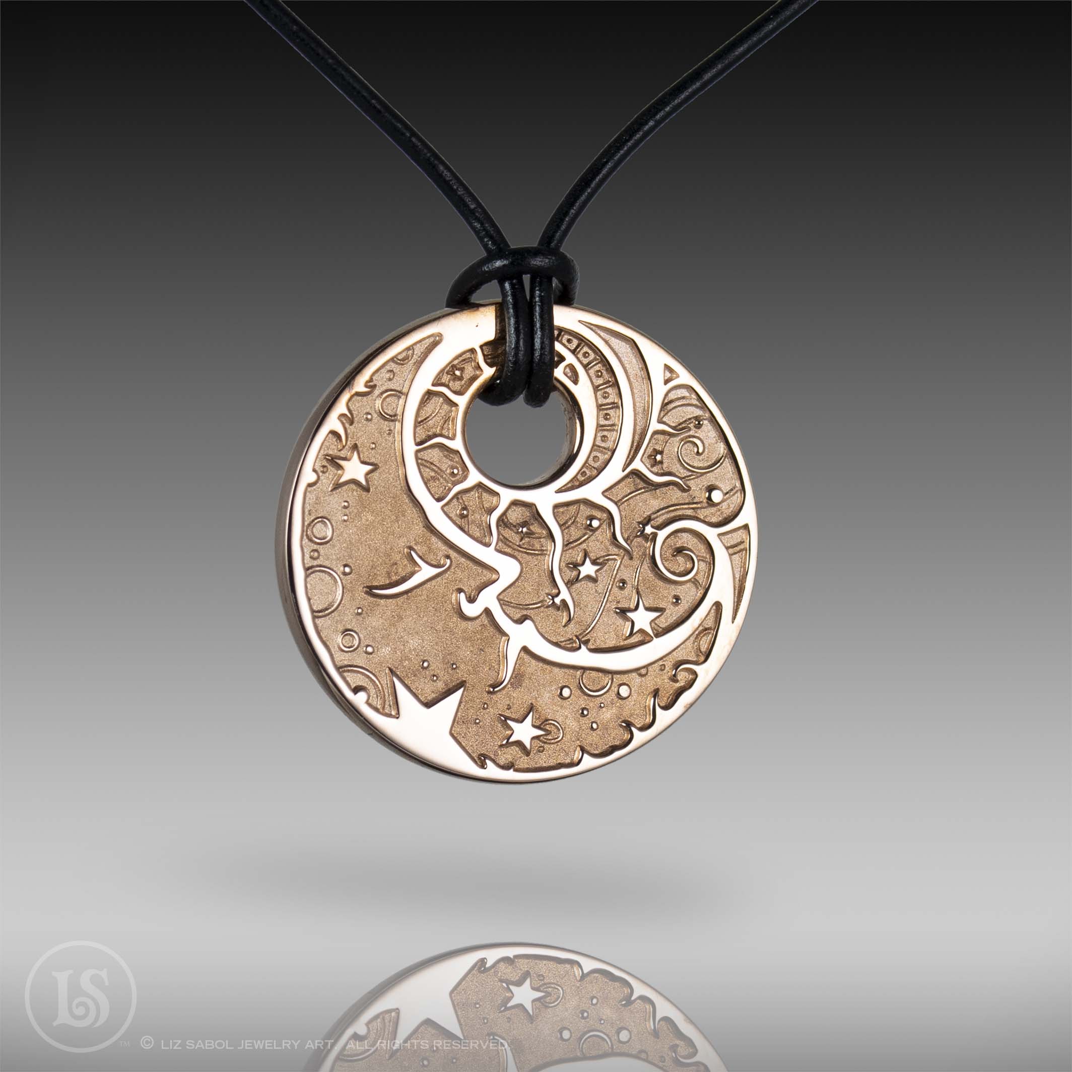 Man in the Moon Rose Pendant, Rose Gold-plated Copper