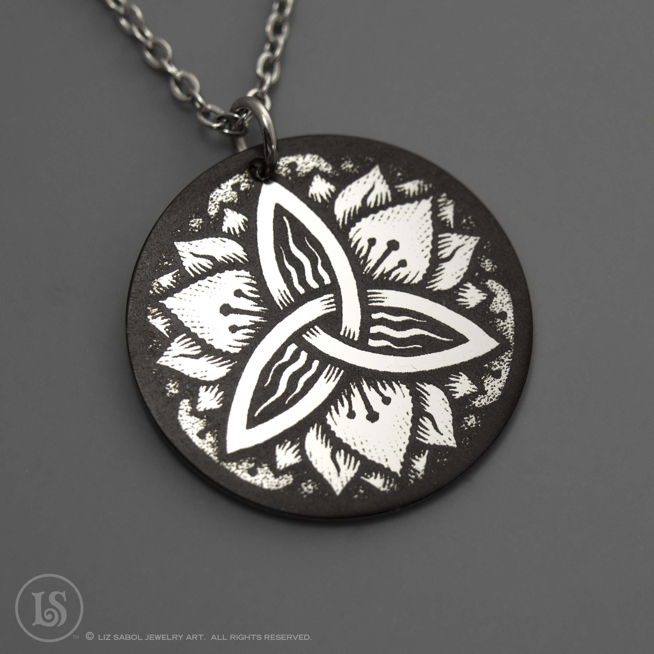 Triquetra Etched Pendant, Stainless Steel