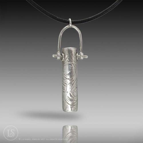 Bamboo Cylinder Pendant, 999 Fine Silver