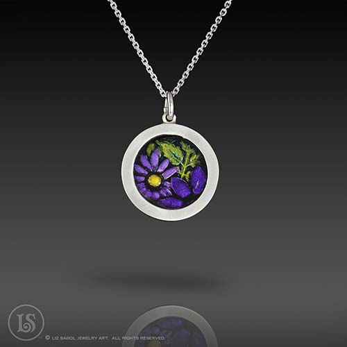 Candy Flowers Purple Pendant, 950 Sterling Silver