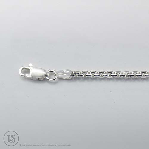 2.5mm Rounded Box Chain, Sterling Silver