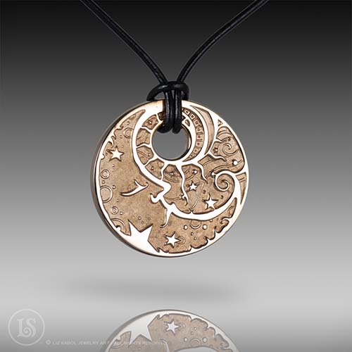 Man in the Moon Rose Pendant, Rose Gold-plated Copper