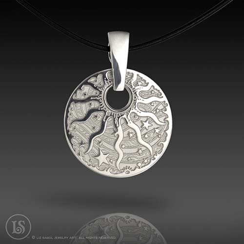 Celestial Sun White with Bail Pendant, Sterling Silver